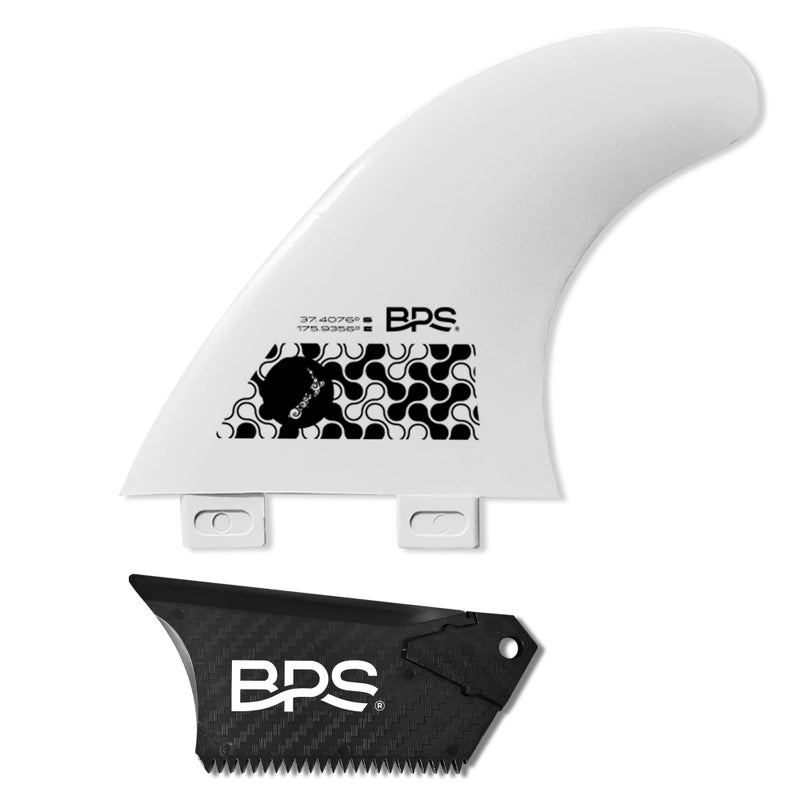 BPS Fiberglass Reinforced Surfboard Fins (3) + FCS Screw Hardware and Wax Comb! Glass Flex Thruster Surf Fin Set (FCS G5 M5 Style) Black - Tri Fin Thruster Set Surfboard fins (Link White) - Image 2